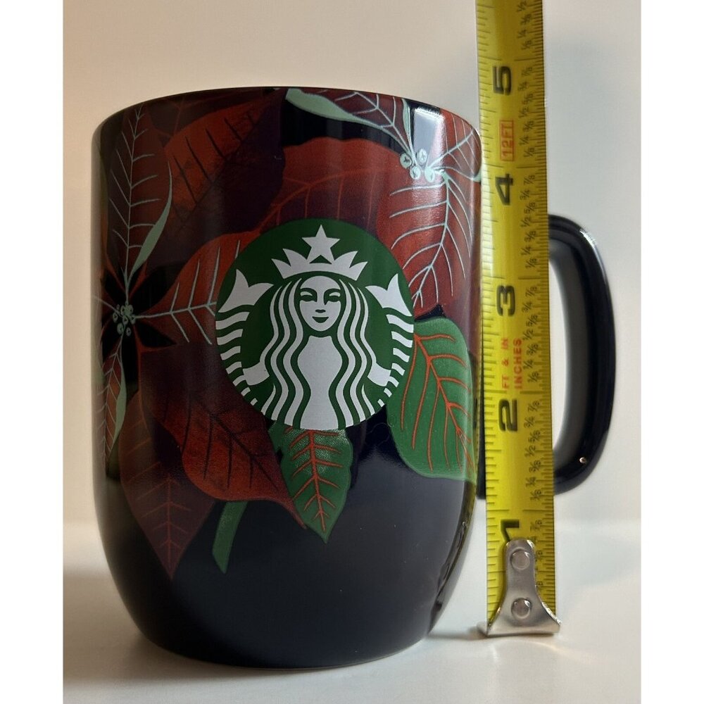 Starbucks Holiday Coffee Cup Mug Christmas Poinsettia Festive Thailand 12 Ounces - Picture 7 of 8